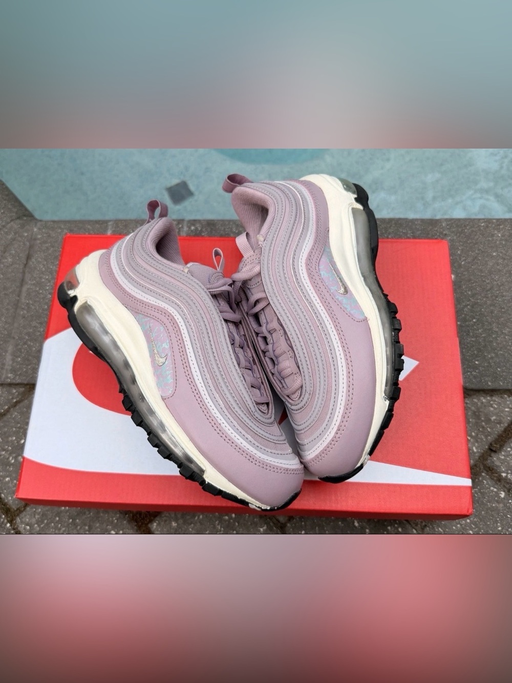 NIKE AIR MAX 97 PLUM FOG W SHOE SIZE 5.5 DH0558 500 NO LID